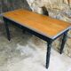 Black pietement farm table - metal strapping - turned feet - 20th century