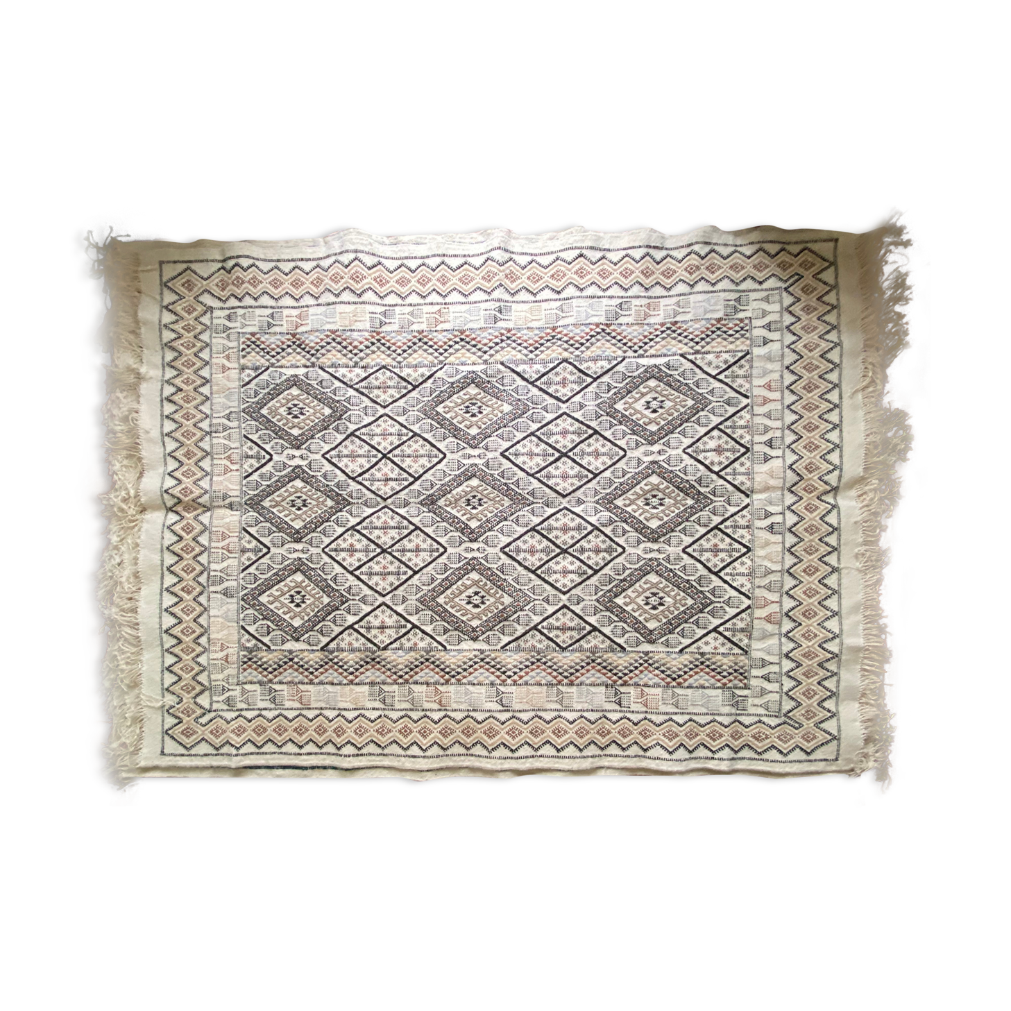 Authentic beige and brown margoum carpet