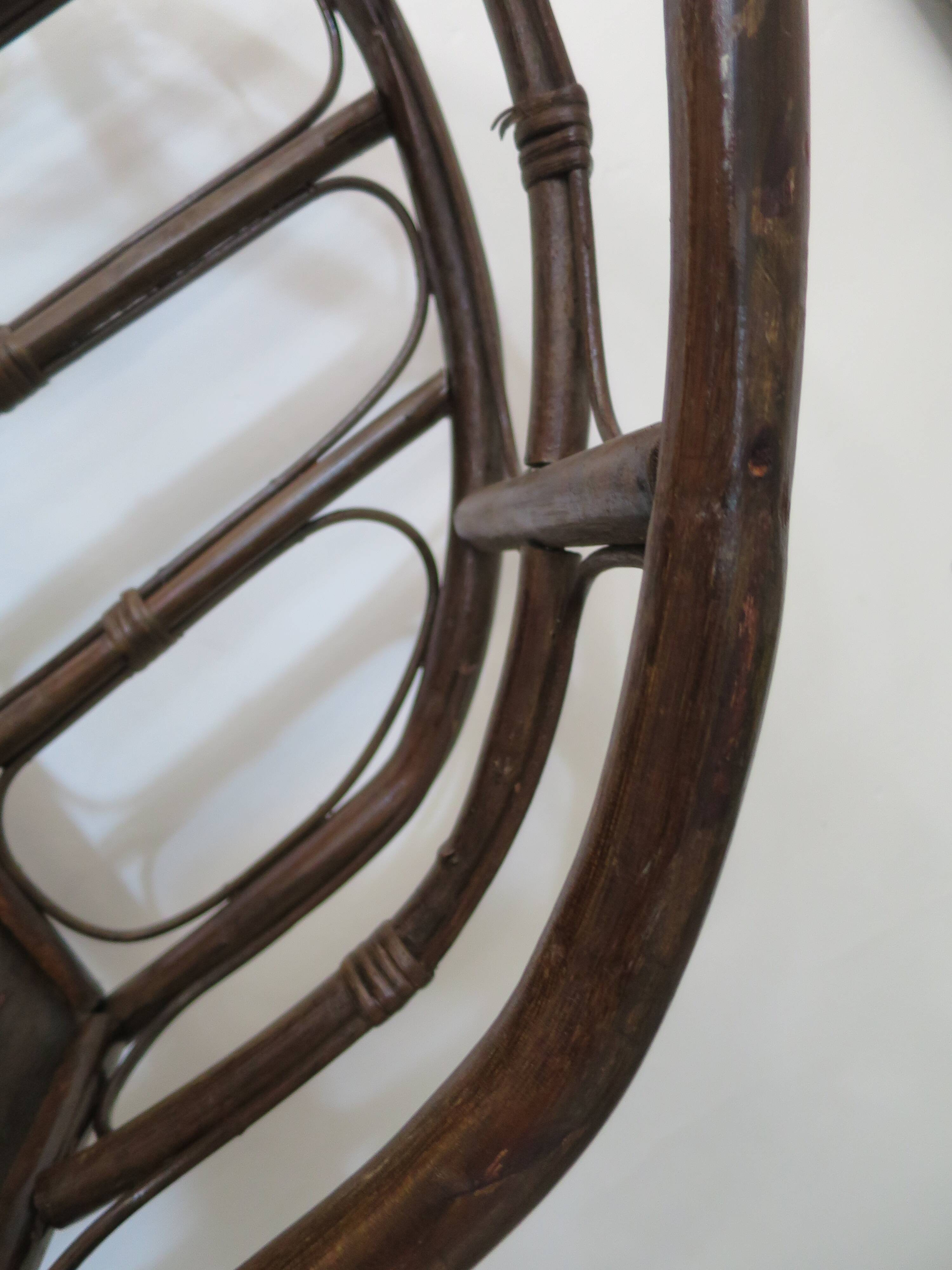 Retro-vintage-Low sideboard-library - cane-wood-rattan-1960s
