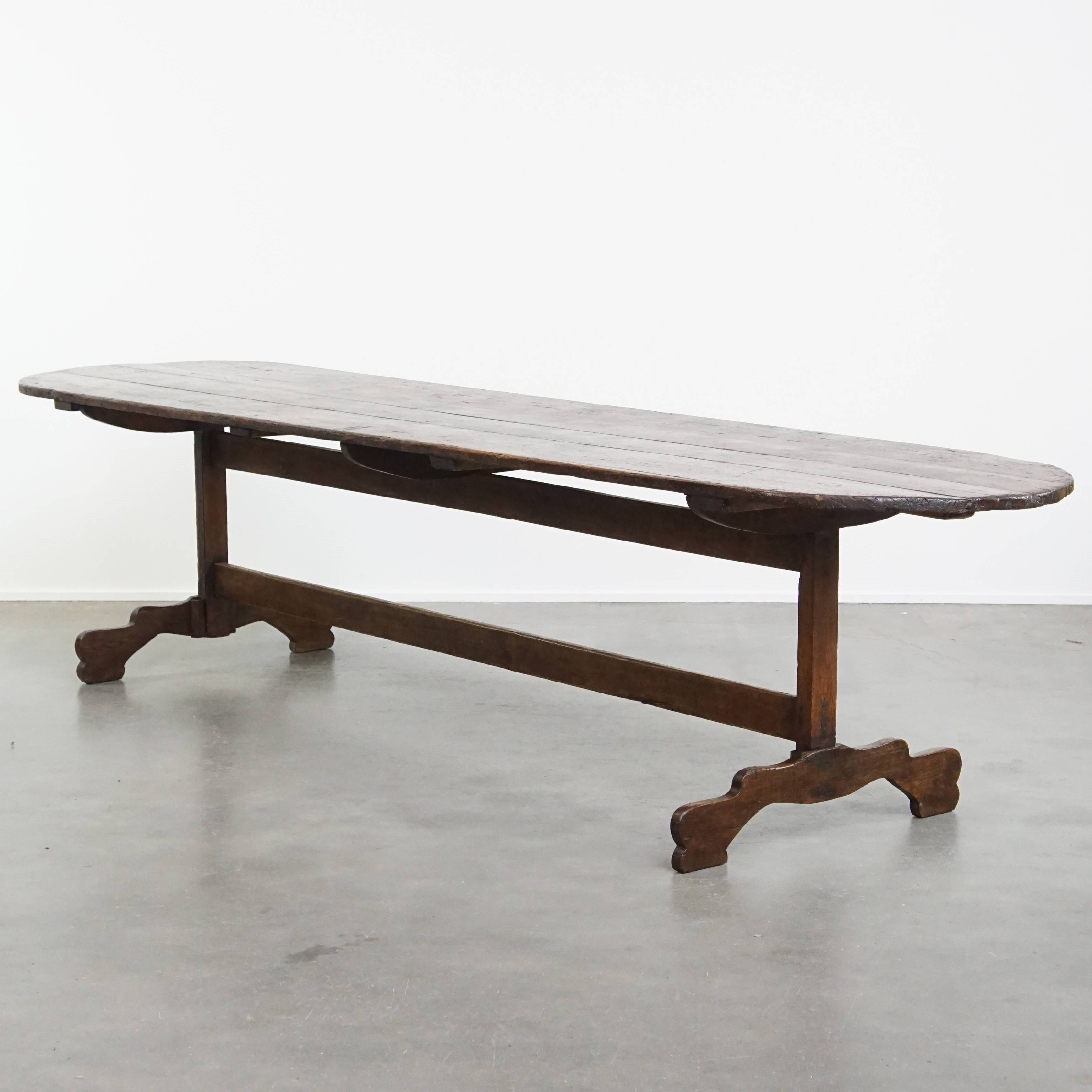 Antique XXL dining table made of poplar wood from the 18th century