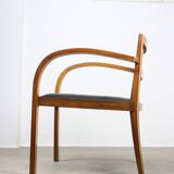 Italian Art Deco Lounge Chairs in Wood & Black Leatherette, set of 2