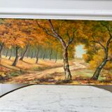 tableau huile sur toile paysage automnal signé "Senneret" vintage