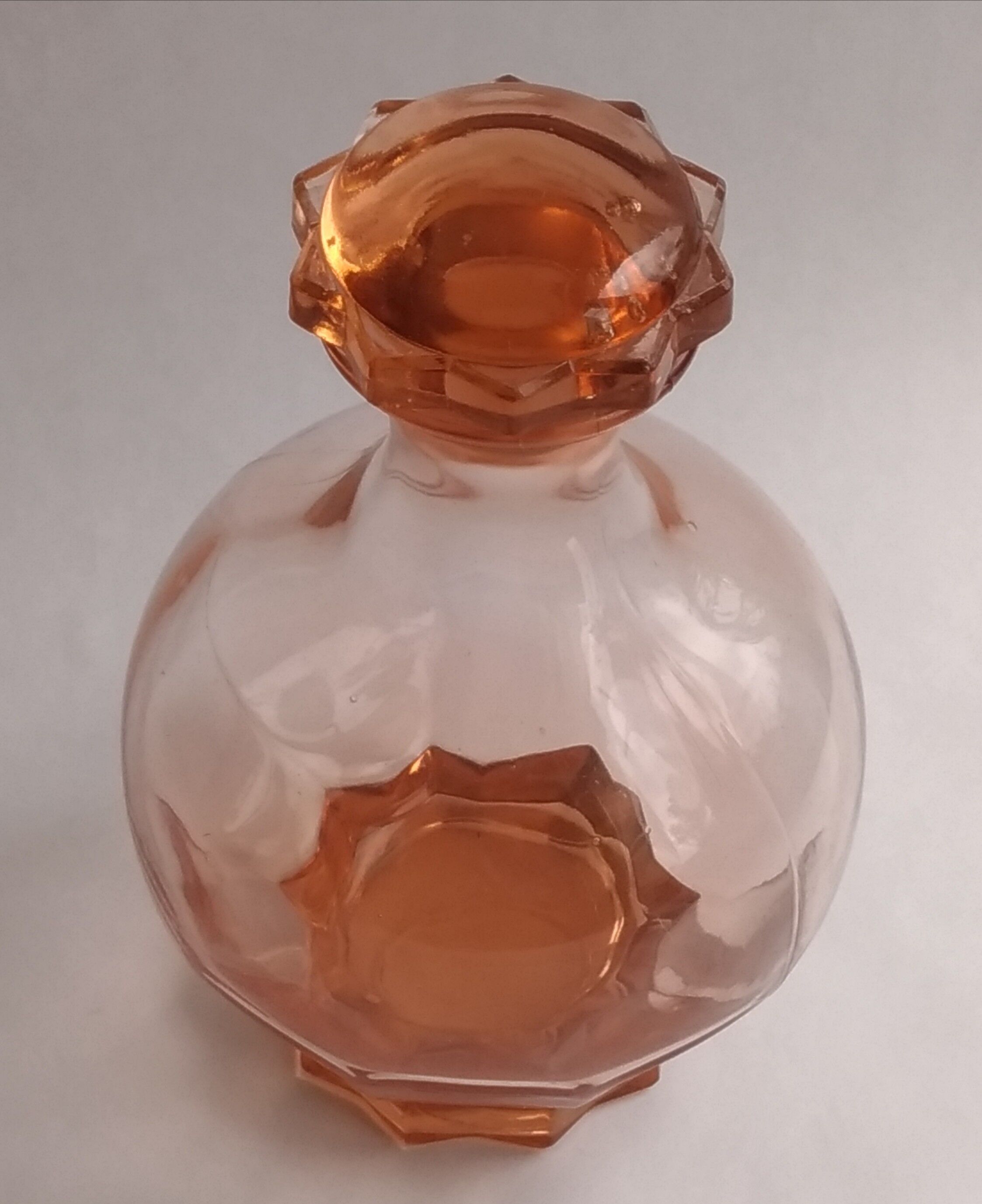 Pink glass carafe-art deco style-star stopper