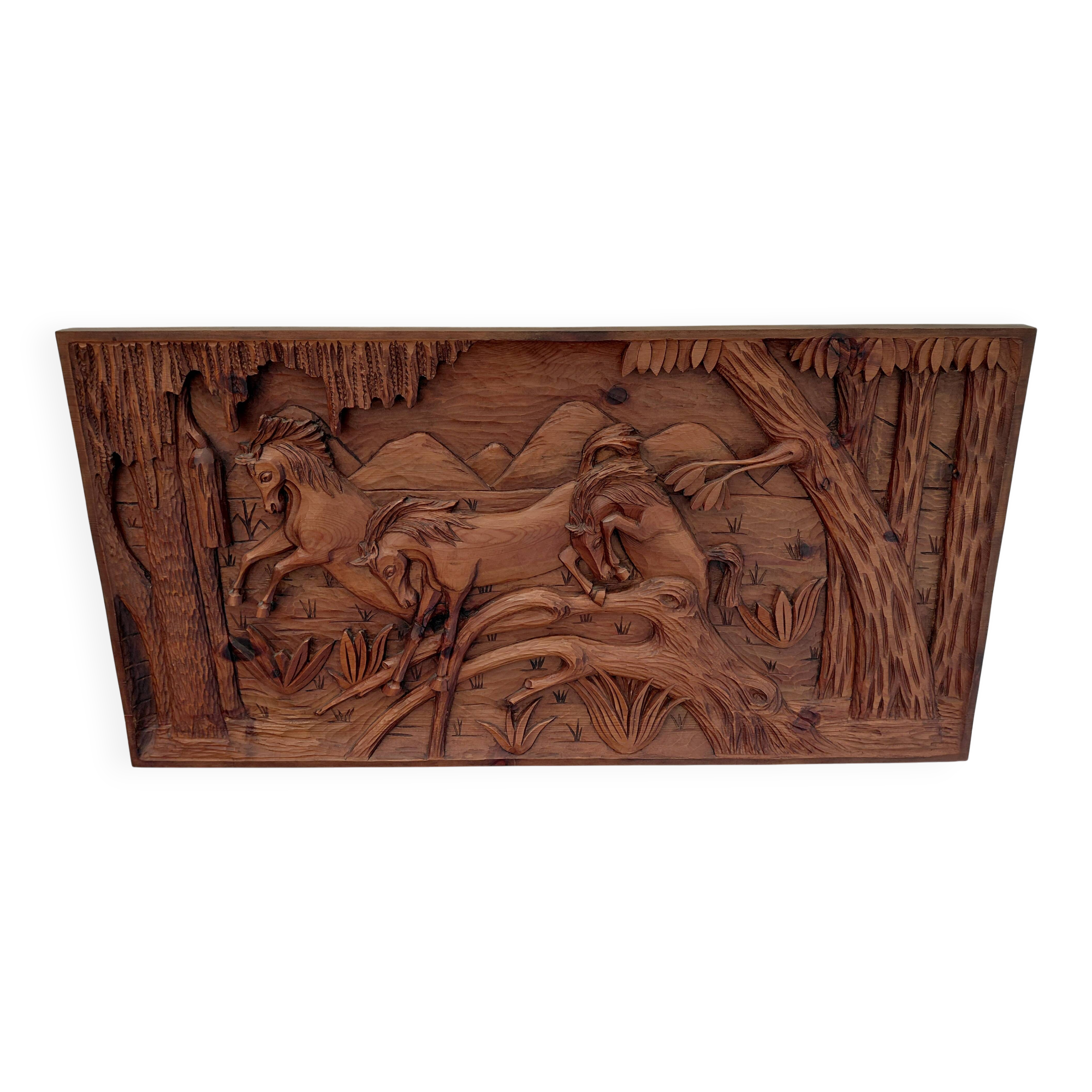 Wooden relief painting