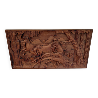Wooden relief painting