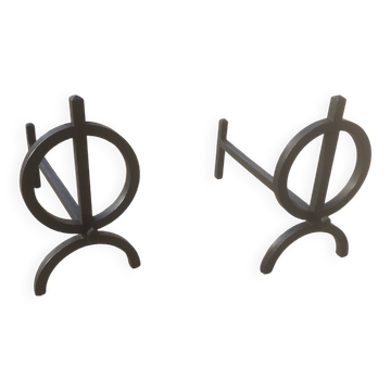 Pair of modernist andirons