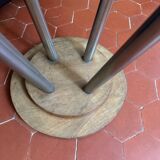 Small wooden and chrome pedestal table from the 1930s with a glass