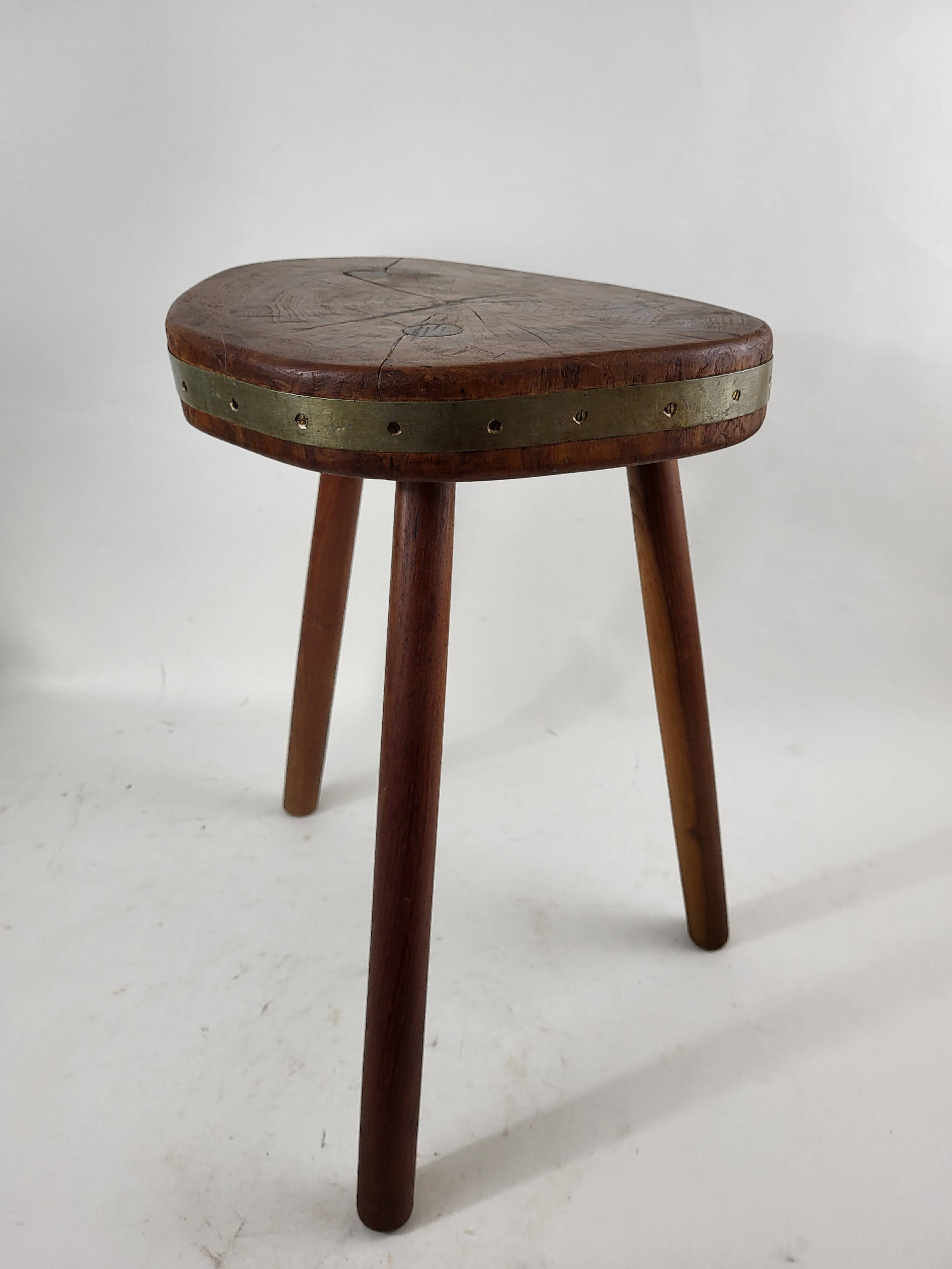 Brutalist wooden stool