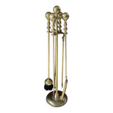 Brass fireplace accessory set with stand