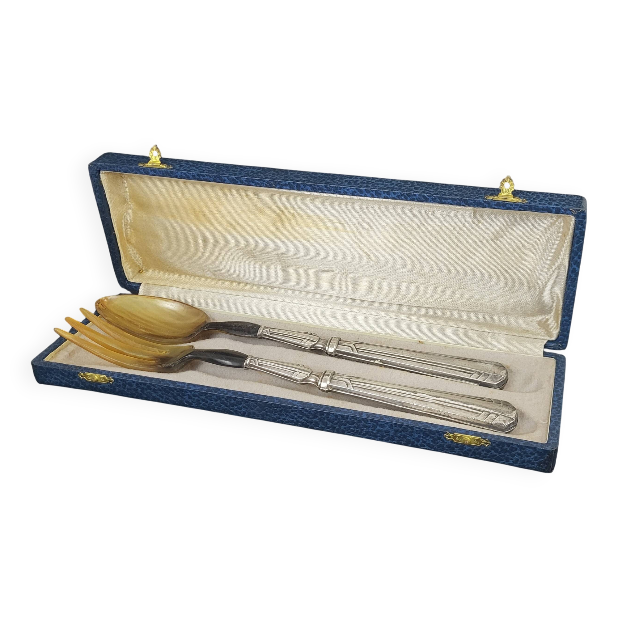 Art Deco Silver Salad Servers (Minerva Hallmark)