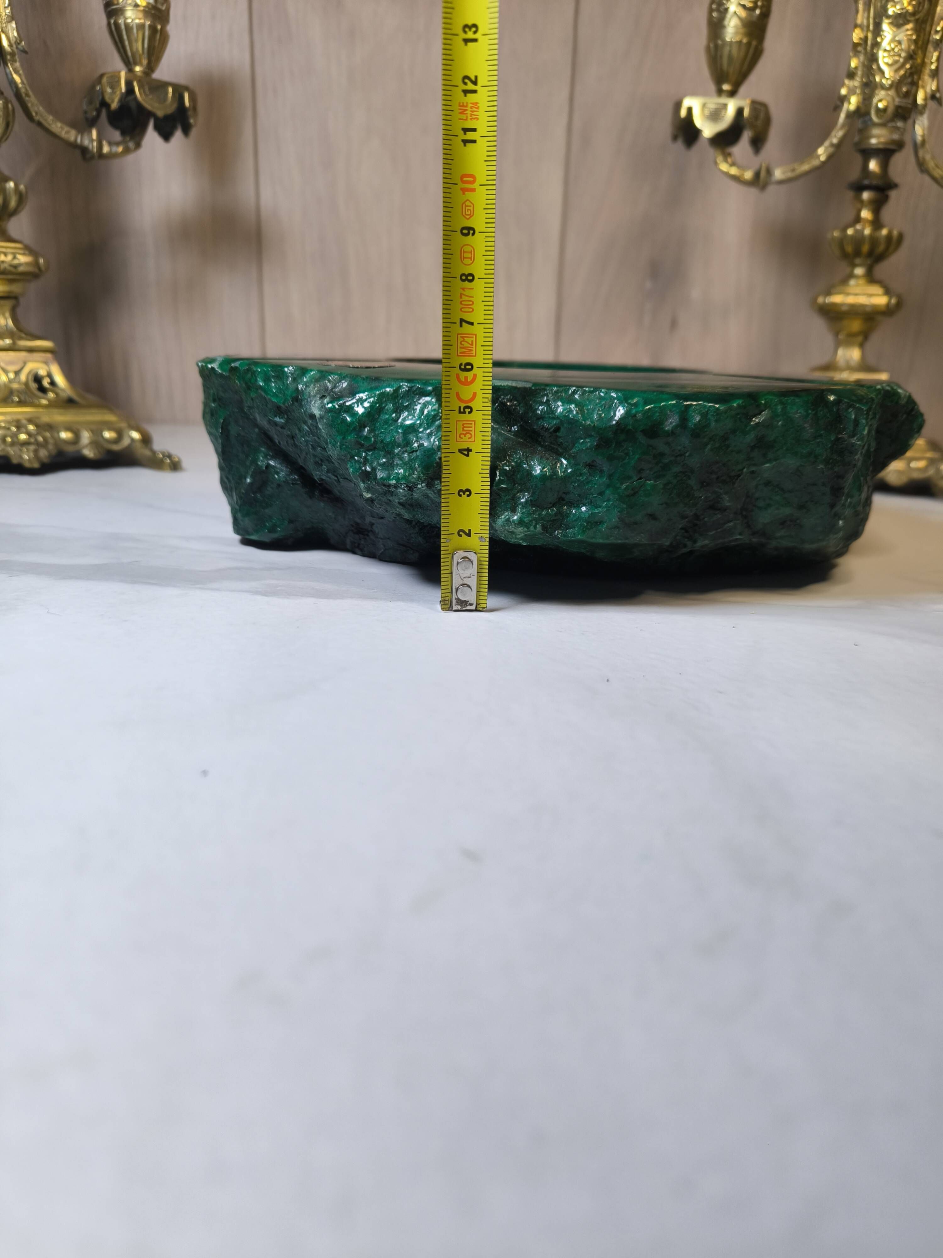 Vintage 70's Desk Set in Green Alabaster Malachite - 3 Pieces - Ita