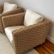 Pair of Ligne Roset Wicky armchairs by Didier Gomez in braided rope.