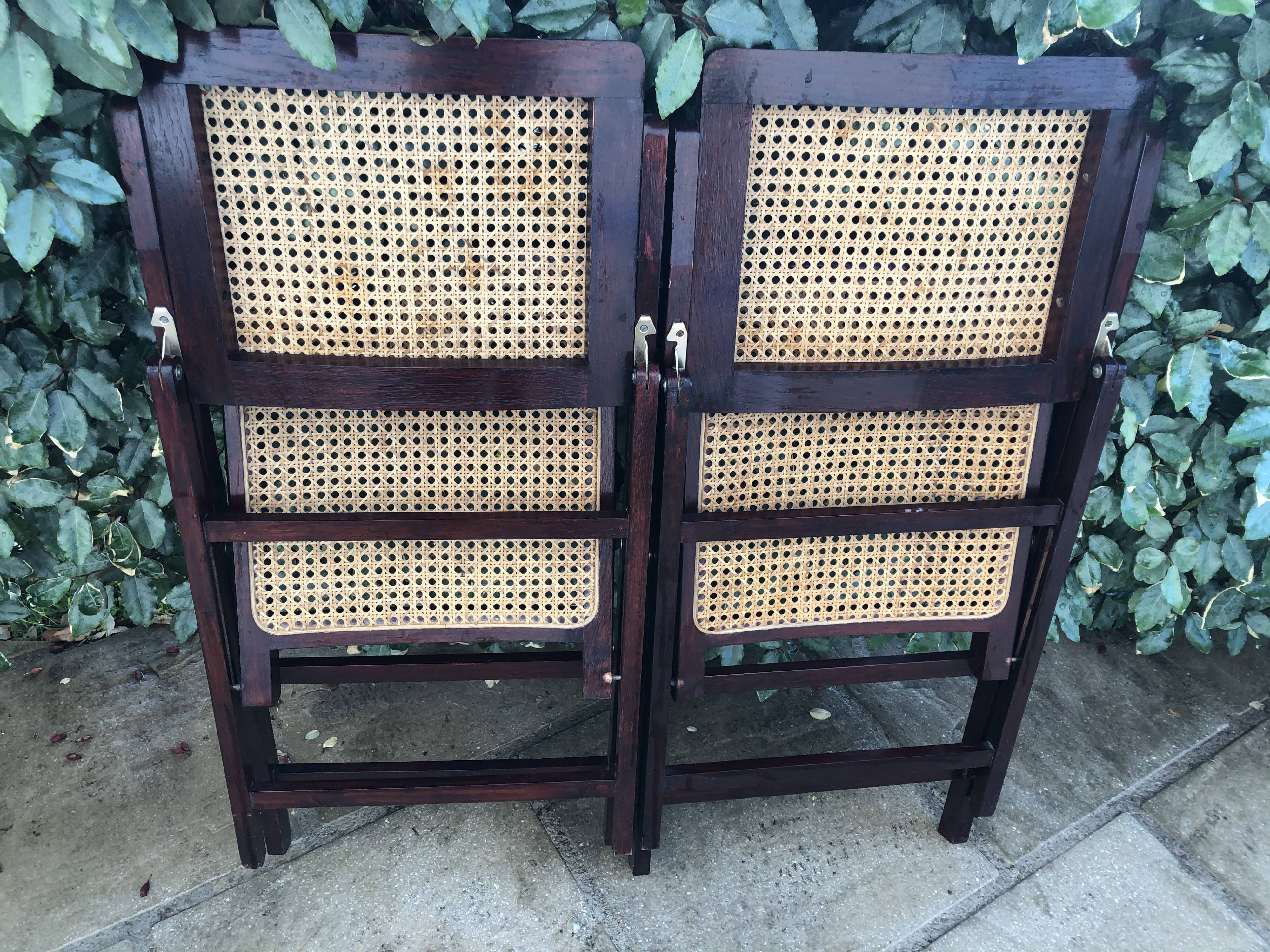 Wooden folding chairs and canne wicker
