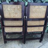 Wooden folding chairs and canne wicker