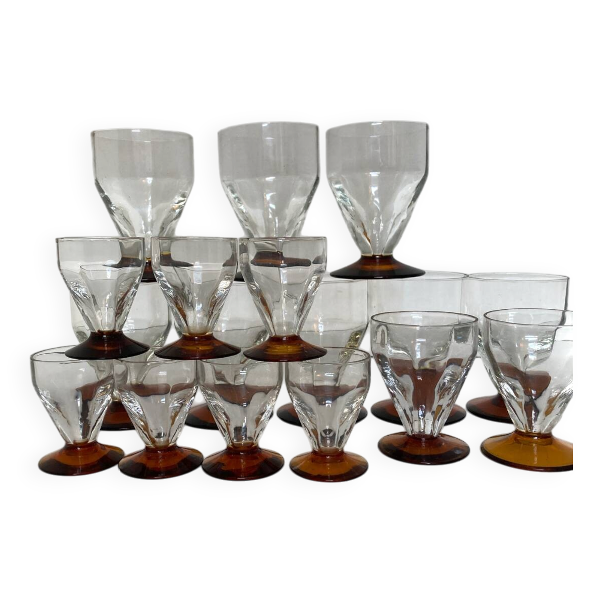 Set of Art Deco faceted glasses