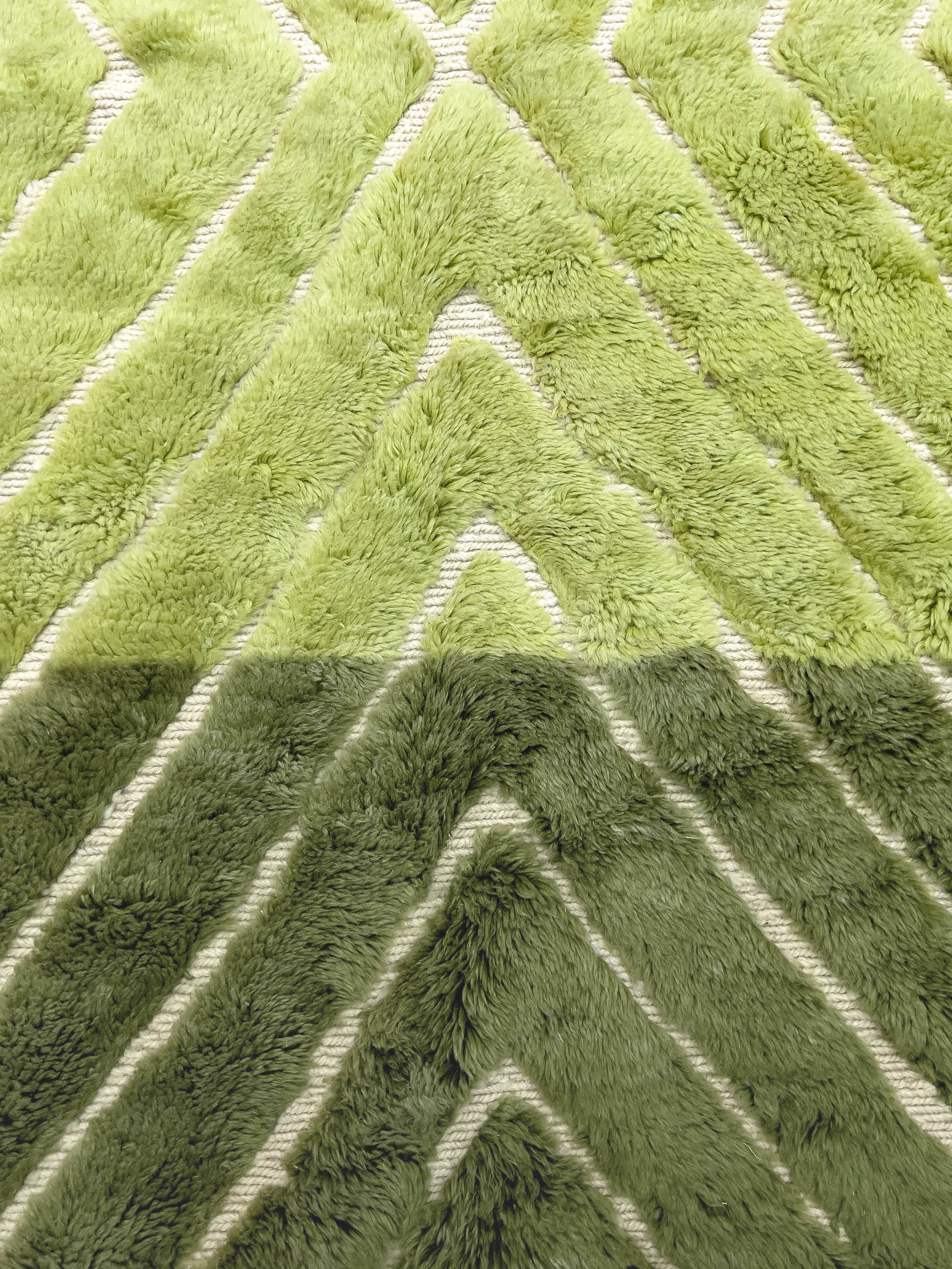 Tapis berbère marocain M'rirt bicolore vert 2,91x2,04m