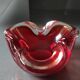 Murano Sommerso Ashtray/Vide Poche. Amber Iridescent Red Glass