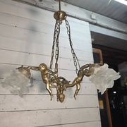 Lustre aux angelots en bronze années 70