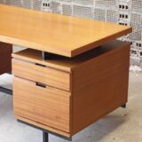 Mahogany veneer desk by Pierre Guariche for Minvielle, 1950s