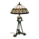Antique patinated bronze regulator lamp with Tiffany glass shade in very good condition