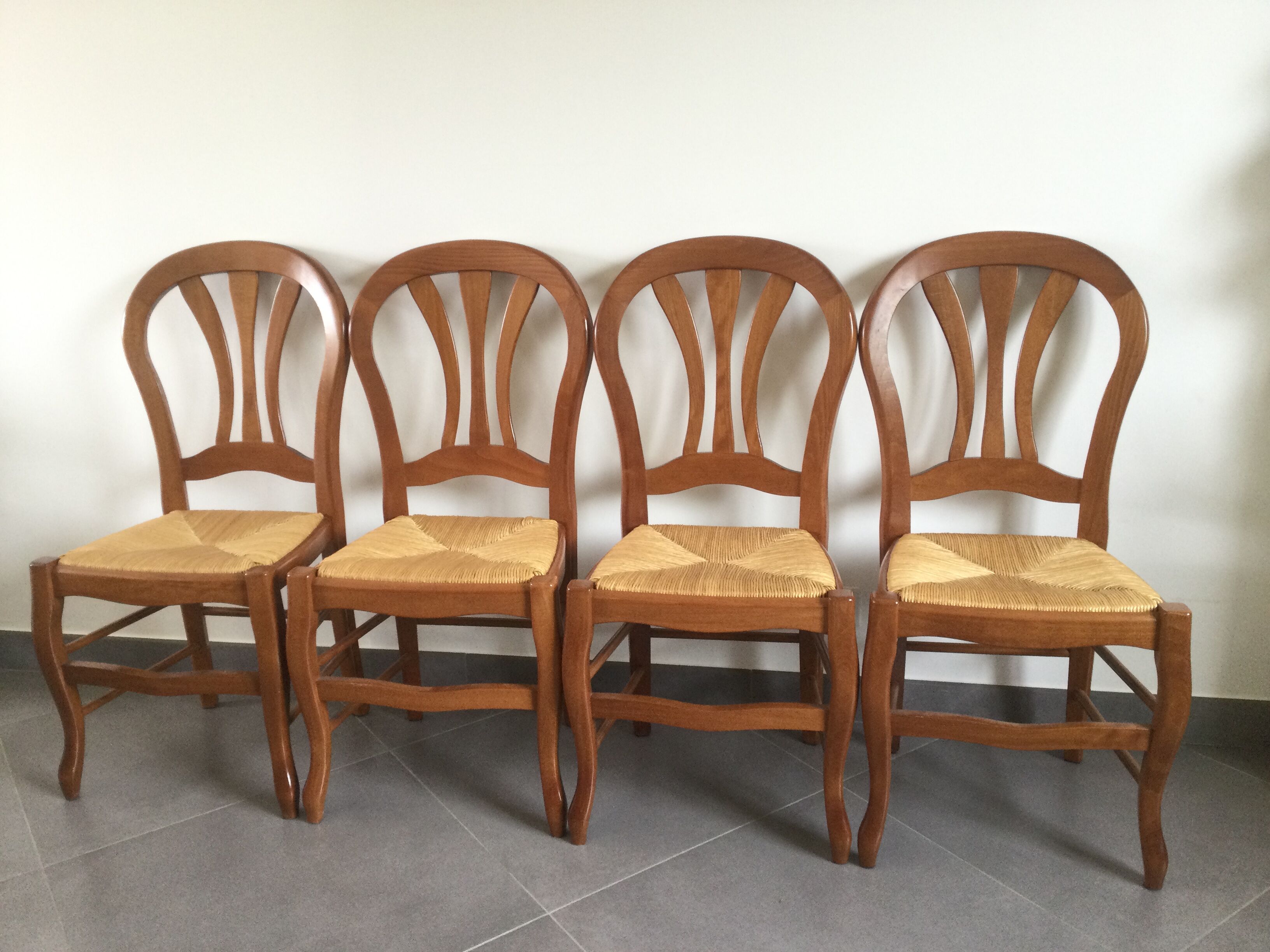 Series of 4 cherry wood chairs