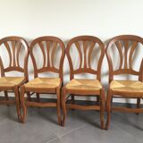 Series of 4 cherry wood chairs