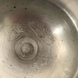 Ceramic salt jar pewter lid stamped J G