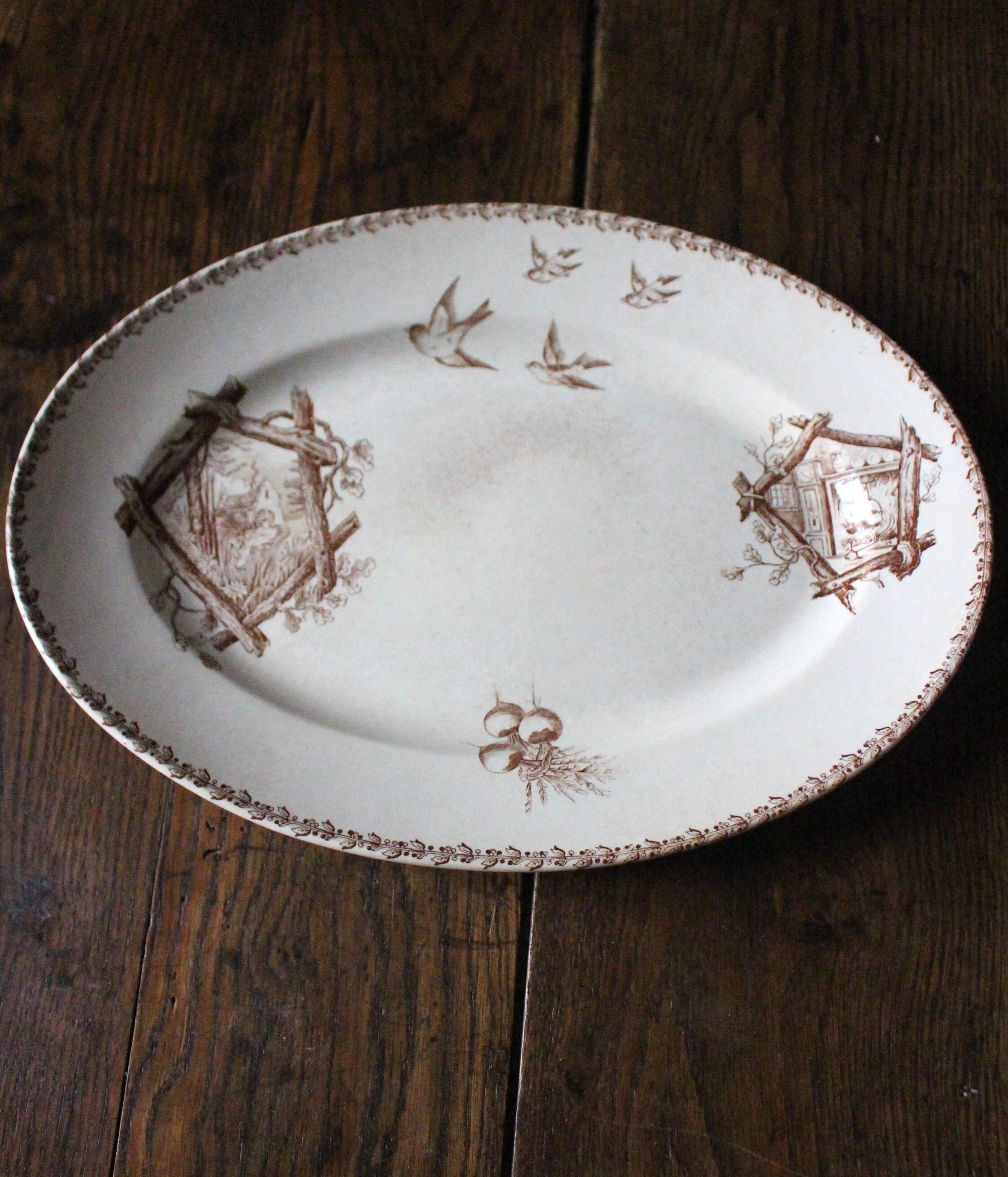 Oval sepia Oxford ironstone plate