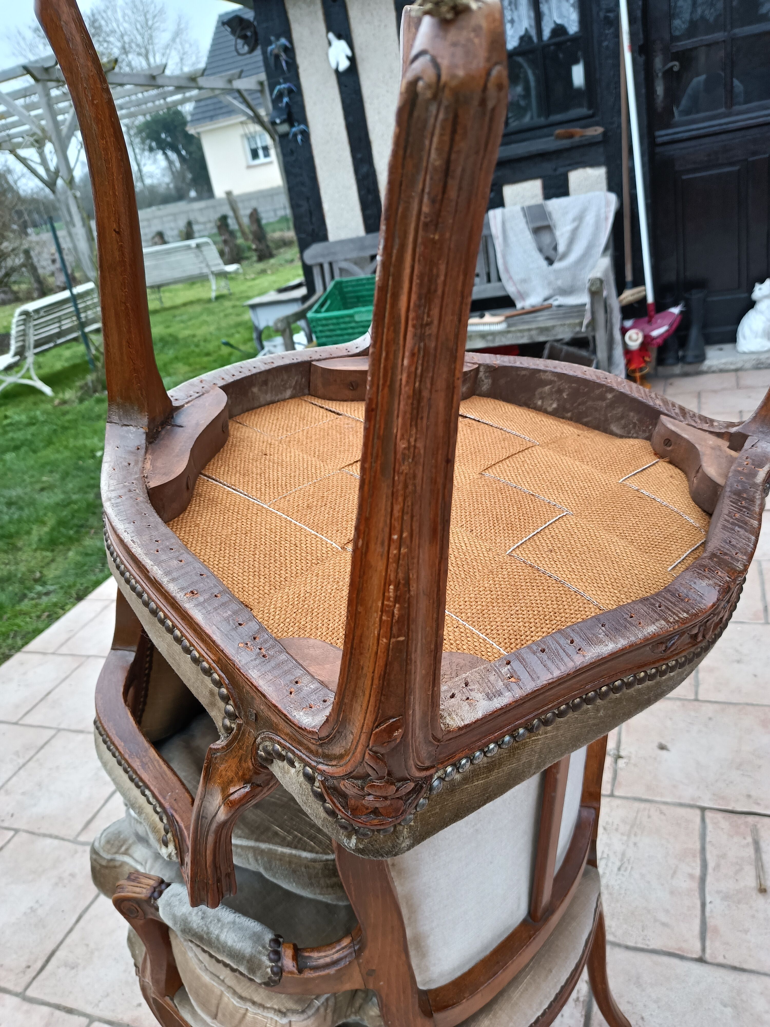Pair of antique armchairs style Louis XV late XIXth