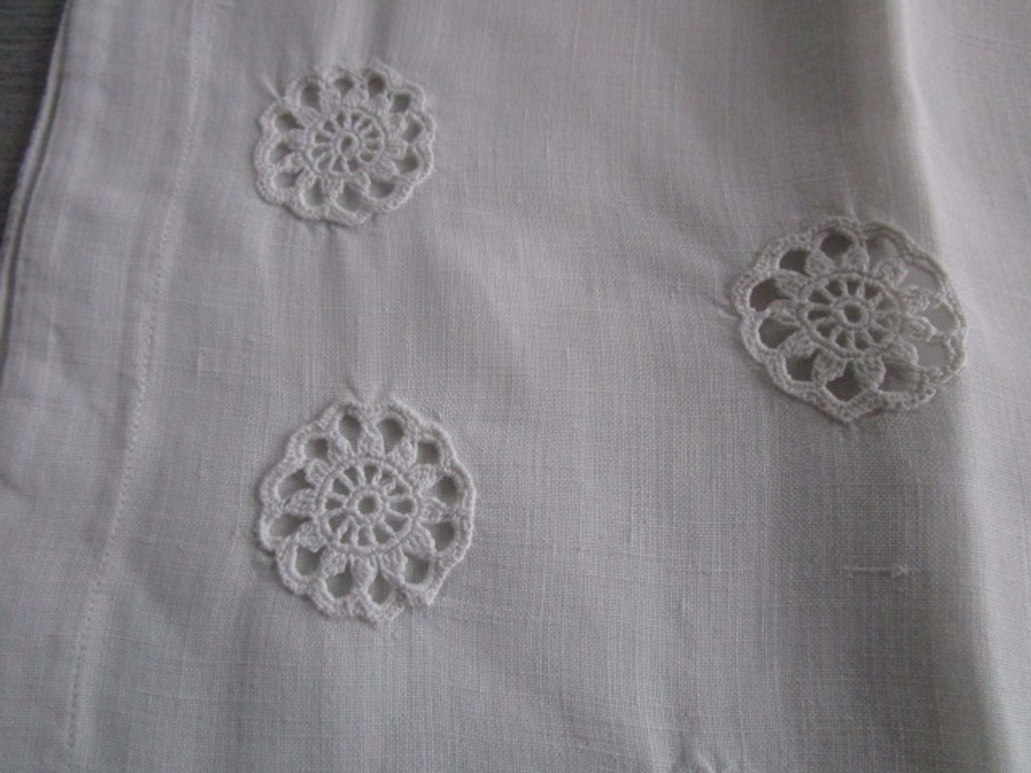 Old infant pillowcase embroidered/monogrammed cotton :49x33cm