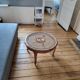 Vintage coffee table from the 60s – Rattan top with a sunburst pattern
