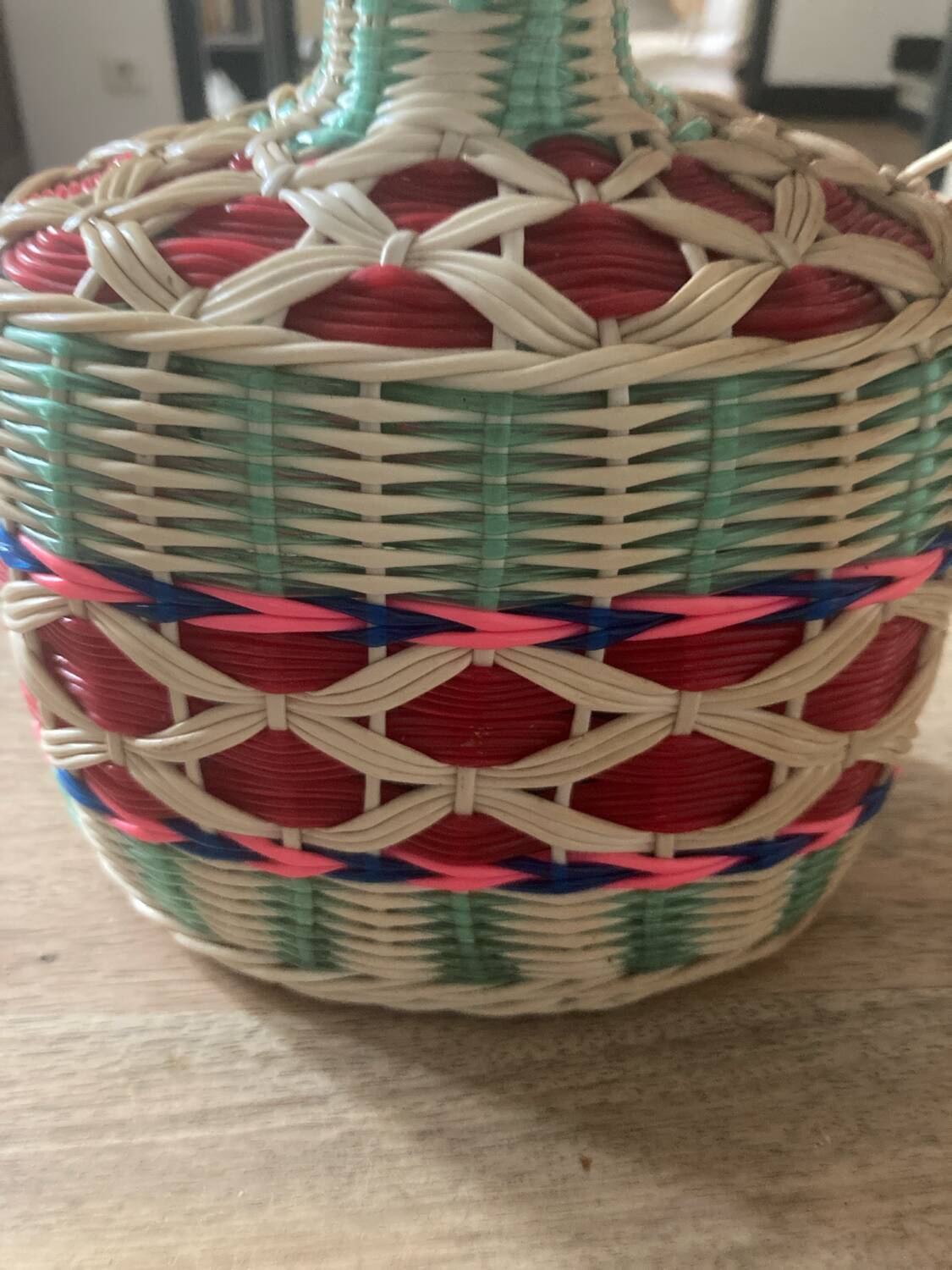 Vintage scoubidou bottle from the 50s