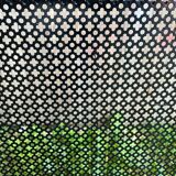 Fireplace screen black metal perforated sheet 3 vintage leaves