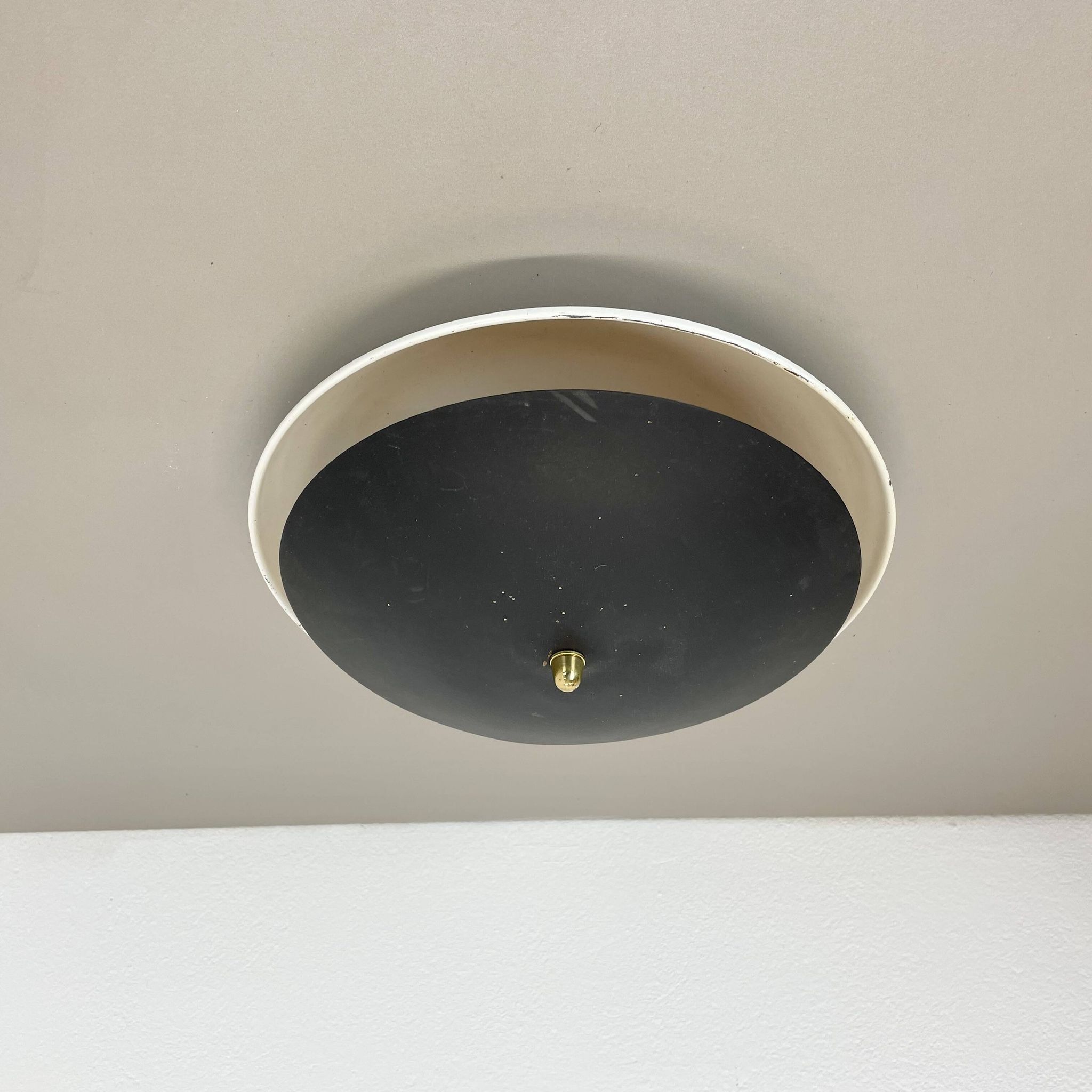 unique round metal Gino Sarfatti Style Ceiling Wall Light Flushmount Italy 1950s