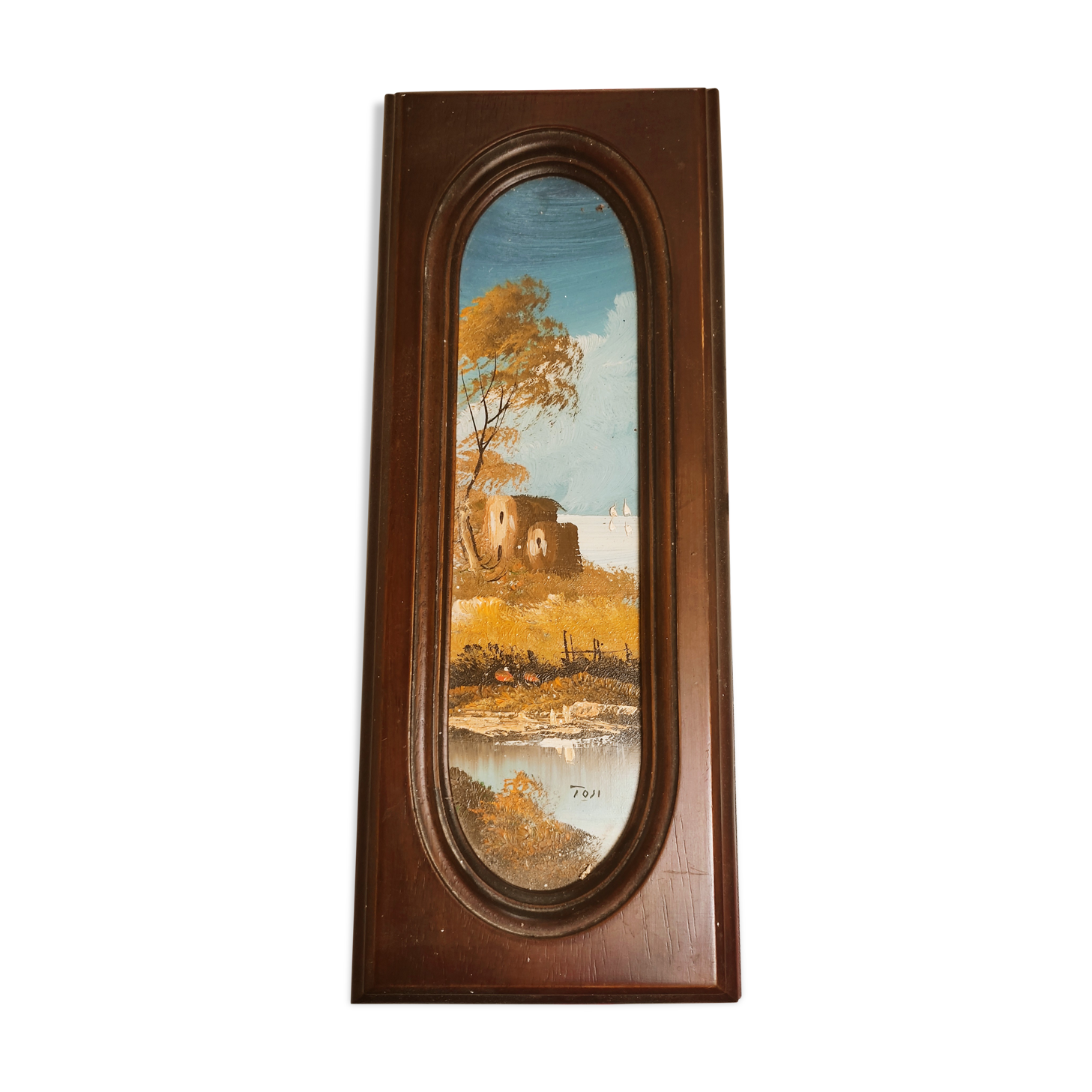 Wooden key box with landscape