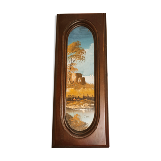 Wooden key box with landscape