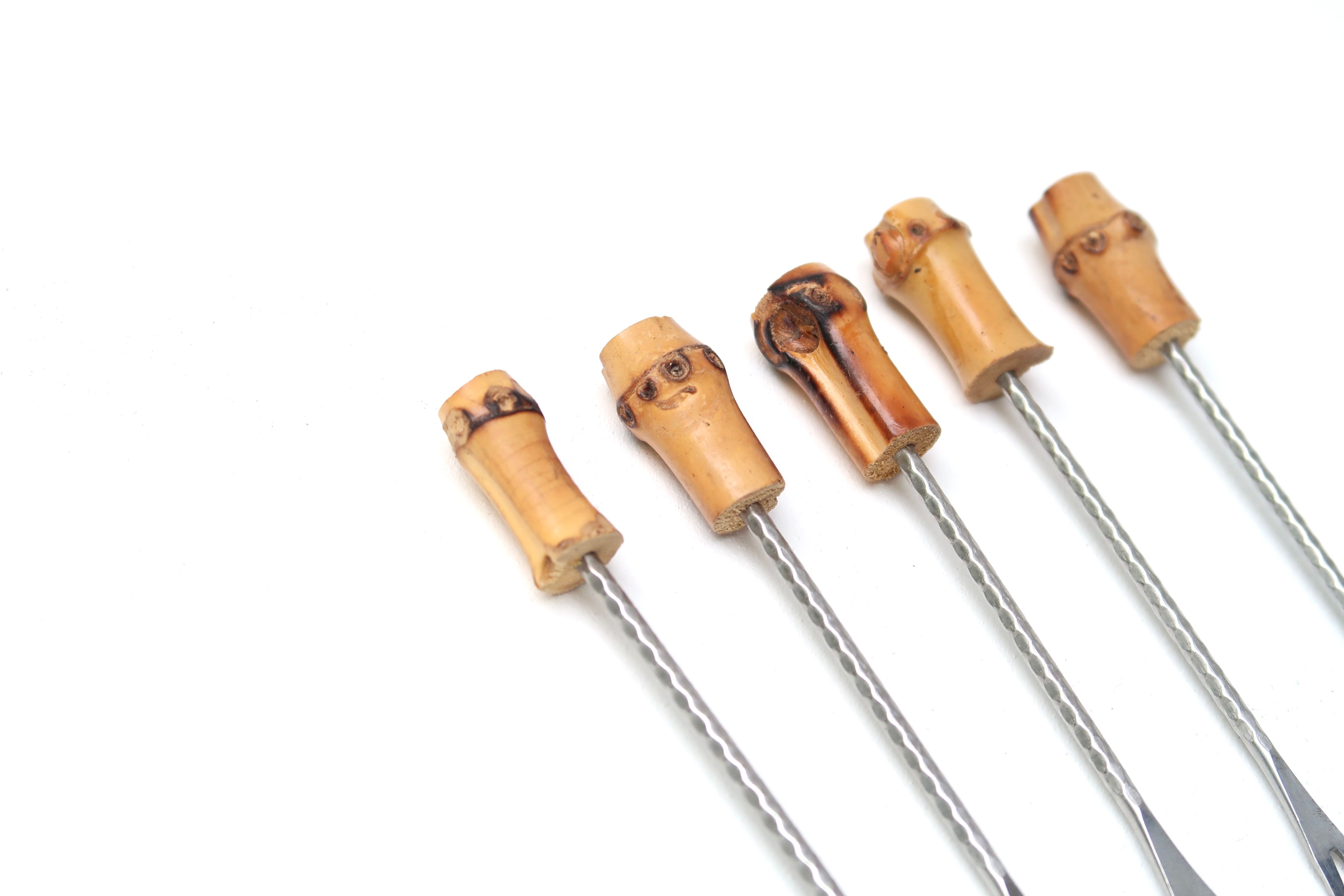 Set of 10 bamboo handle cocktail spades, 60s