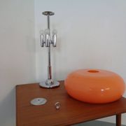 Italian orange plastic and chrome table lamp, 1960s