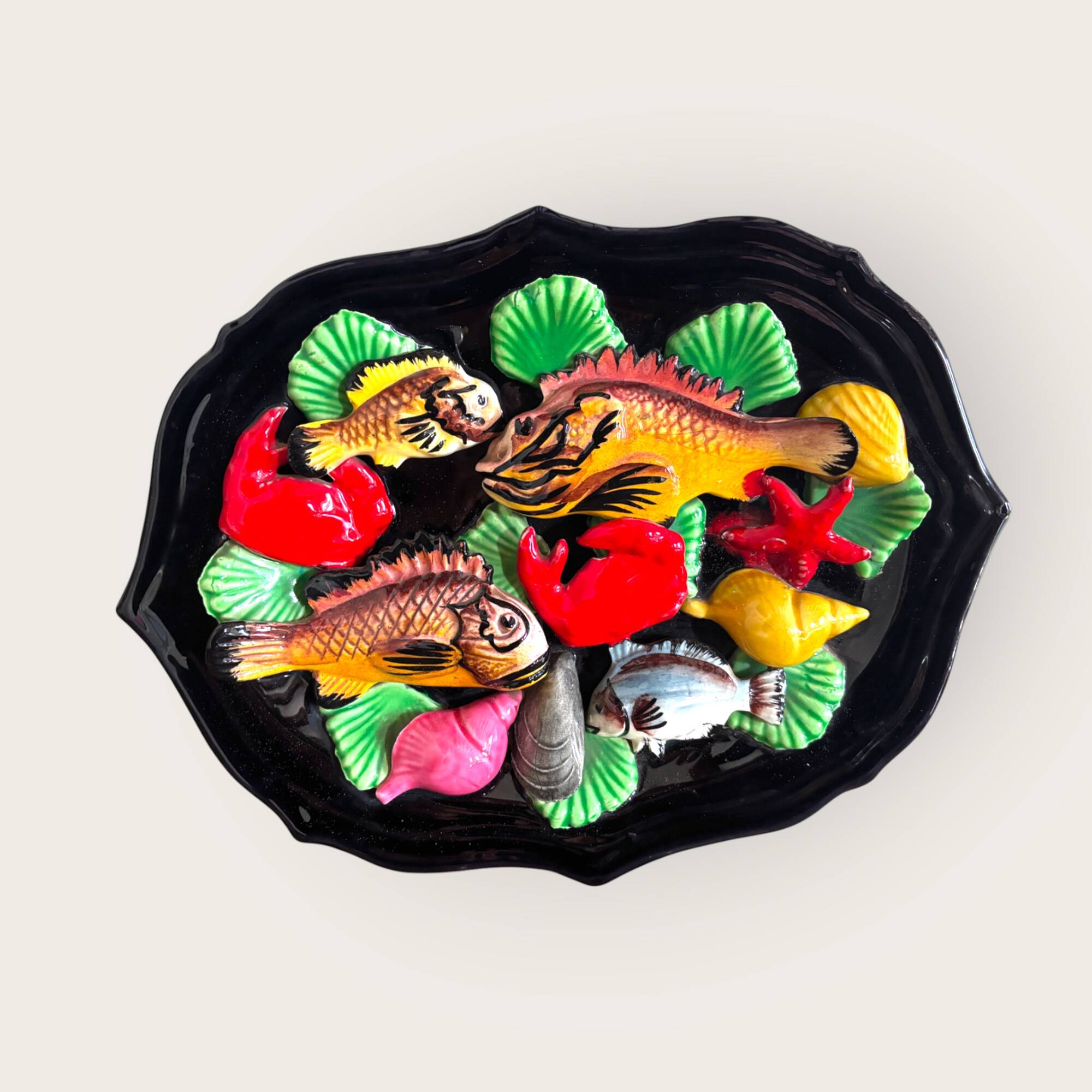 Vallauris wall decoration in polychrome ceramic, marine decor 1960.