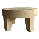 Coffee table, quadripod coffee table in solid monoxyl wood, white color D: 62.5cm