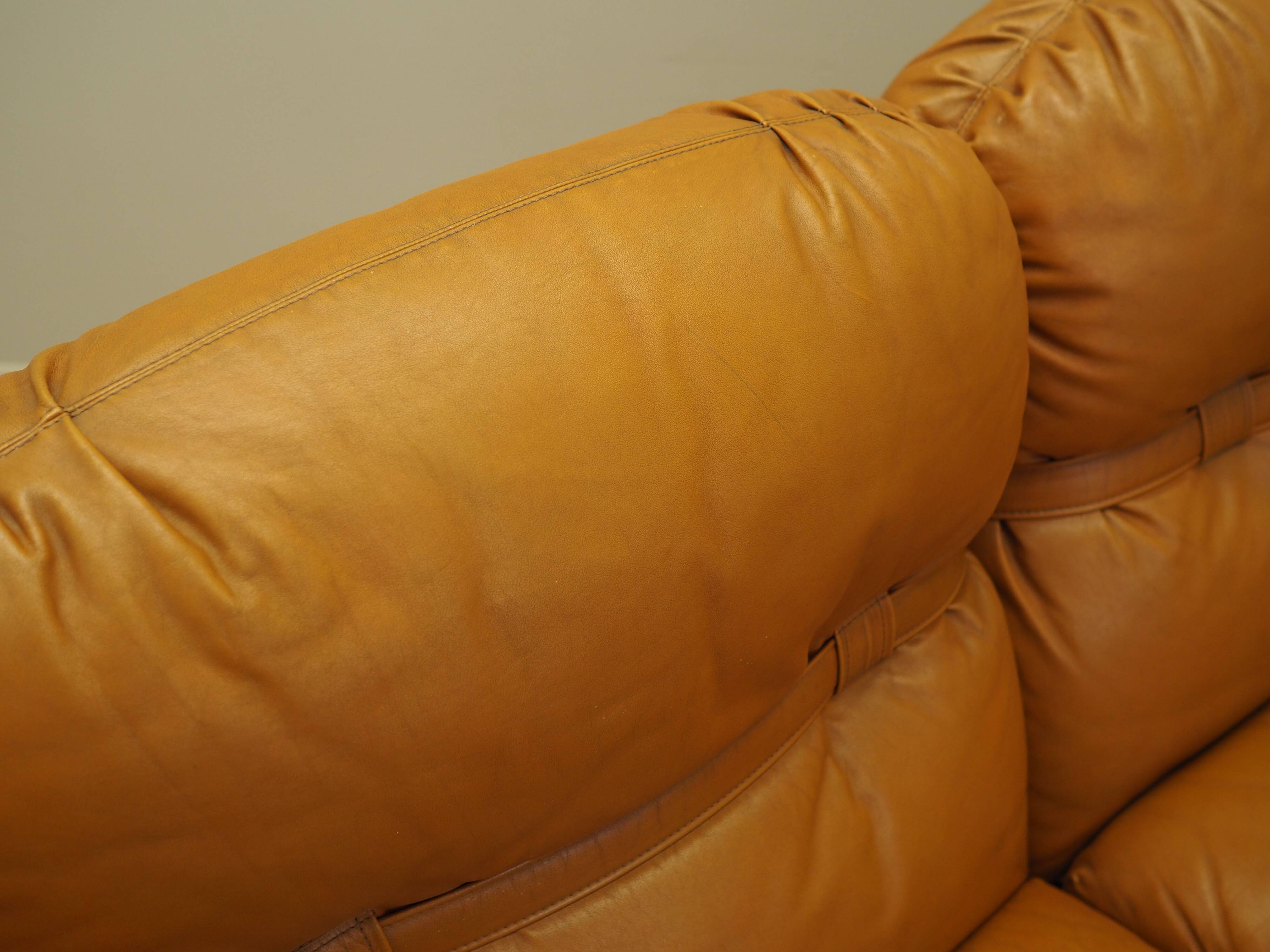 Orange leather sofa, Space Age design, 1960s, production: Italy