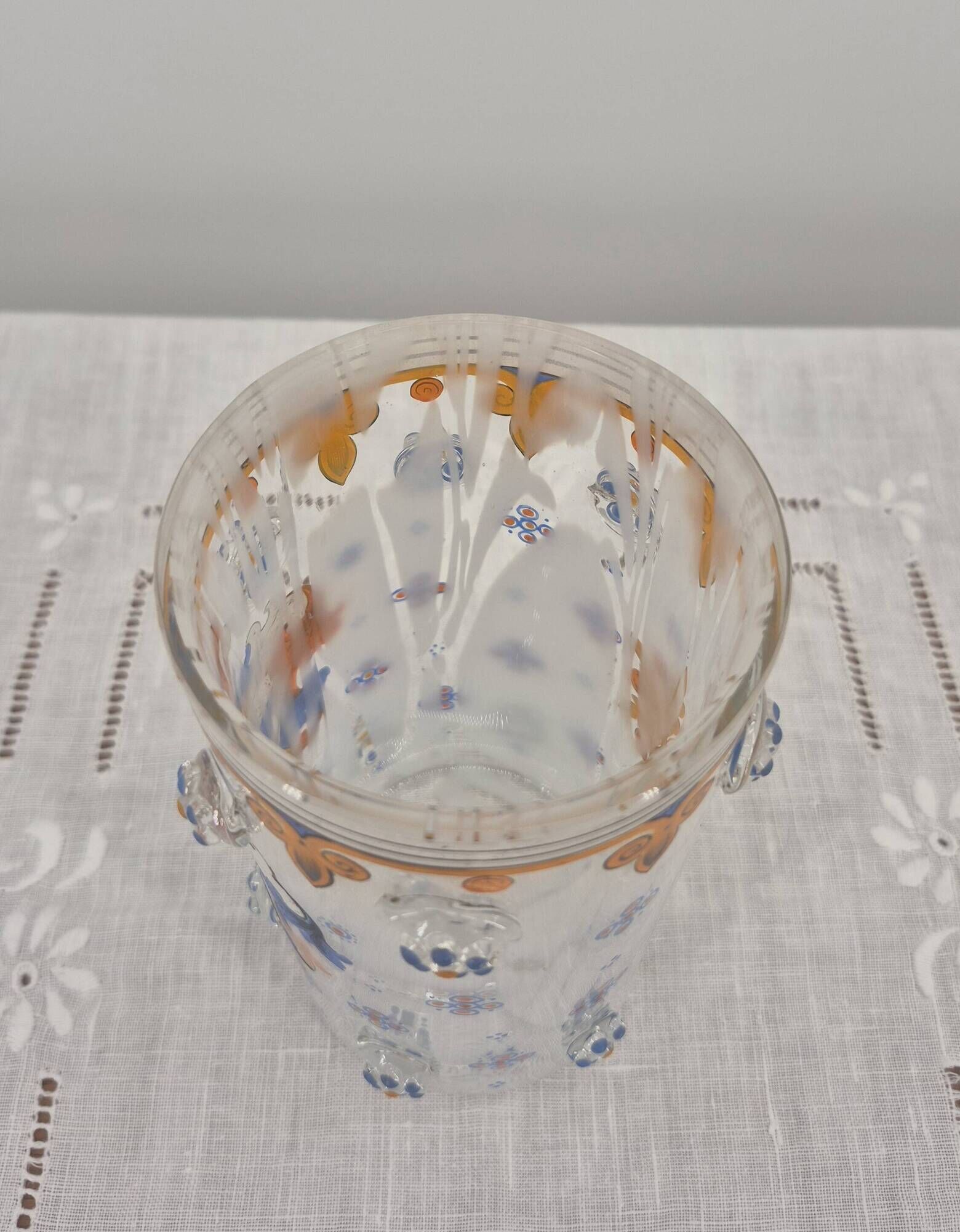 Small enamelled glass vase with armorial design in Historismus style from 19th century Bohemia.