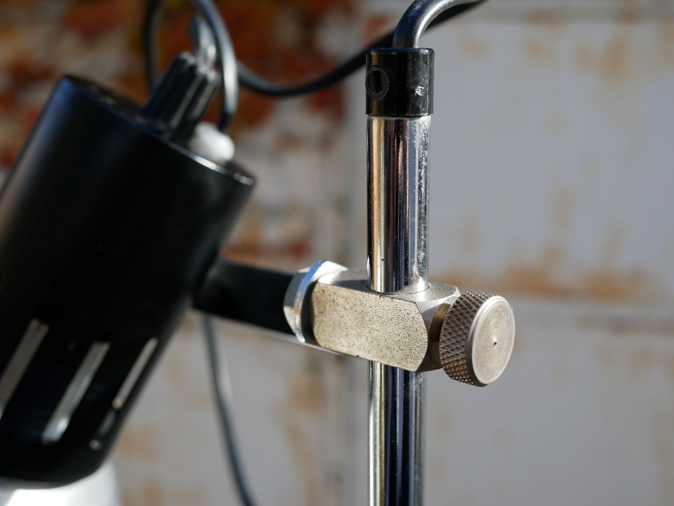 Floor lamp in metal chrome with 3 spotlights, 70s
