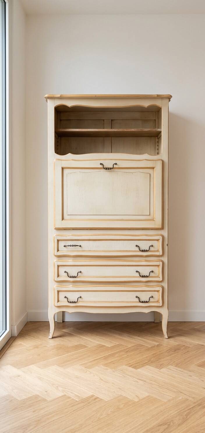 Classic style secretary in beige and wood