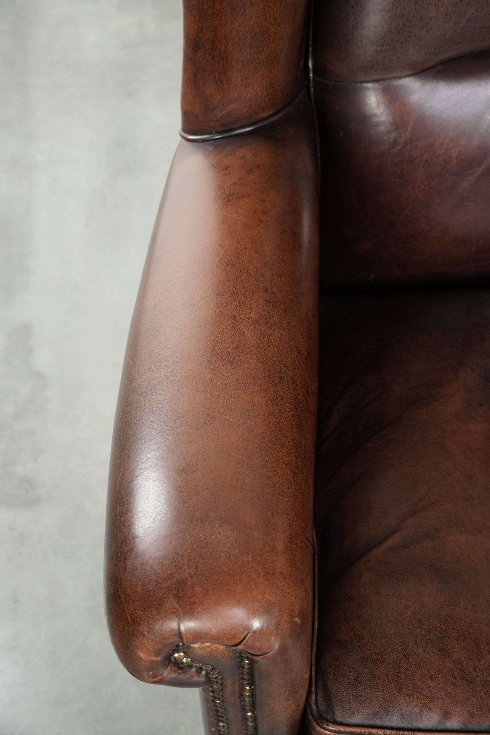 Sheepskin wingback armchair with beautiful deep and warm colours