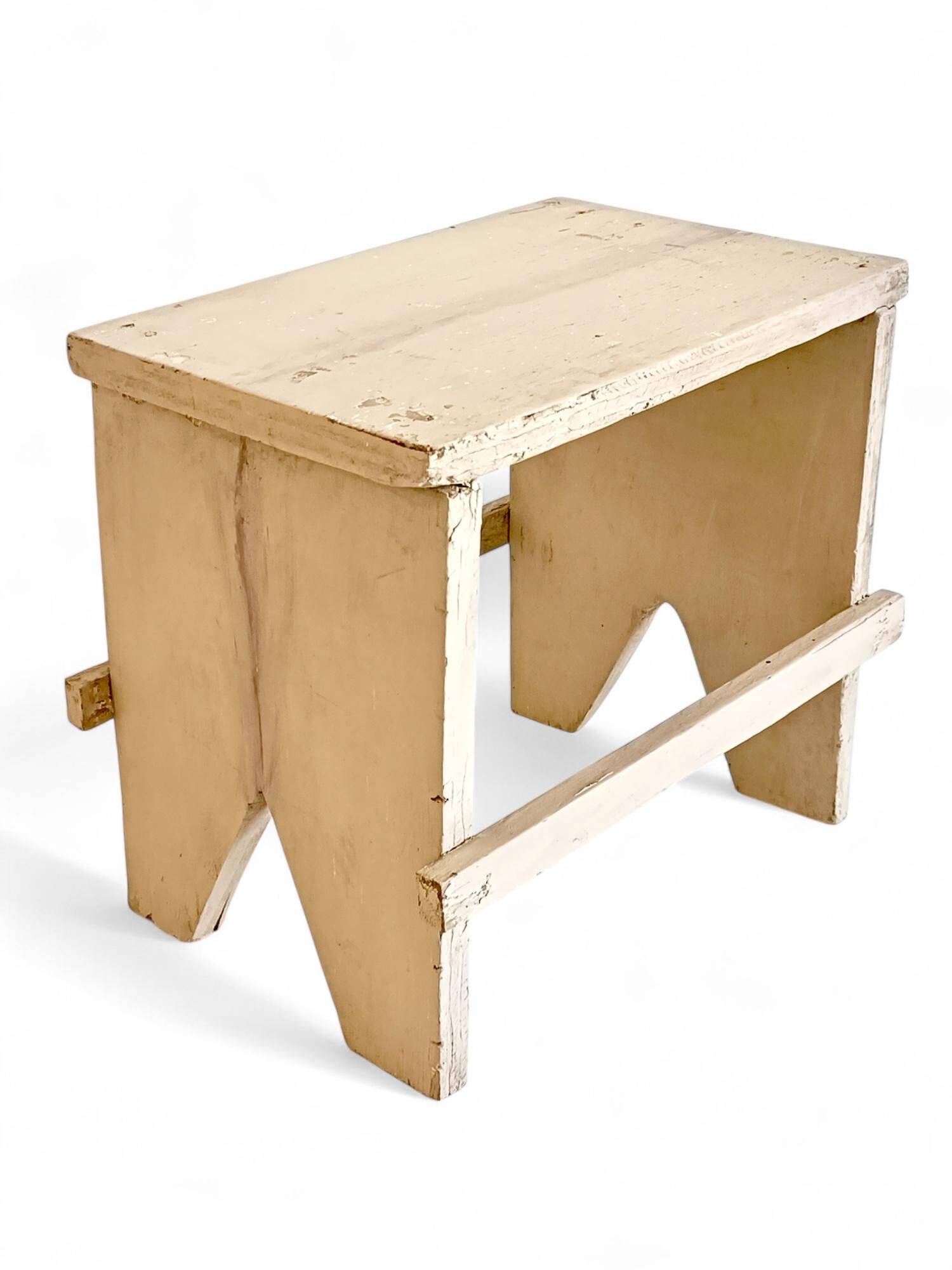 Rustic Spanish Milking Stool, Handcrafted Wood, Original Patina, 1940s