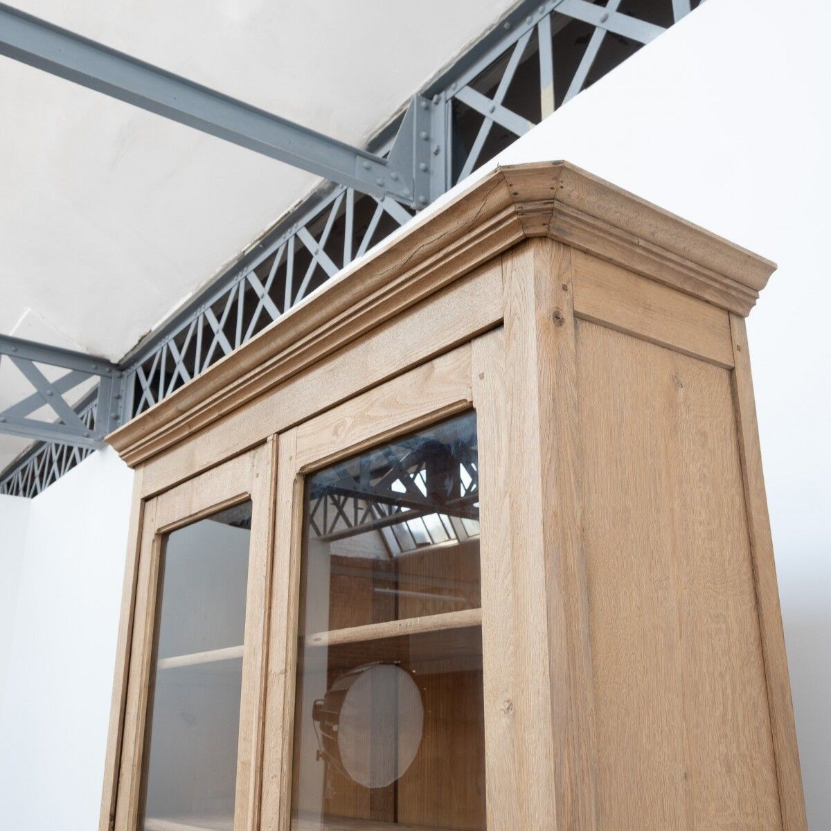 Large glass-fronted oak library – 19th century