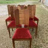 6 art deco chairs with red velvet seats