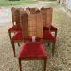 6 art deco chairs with red velvet seats