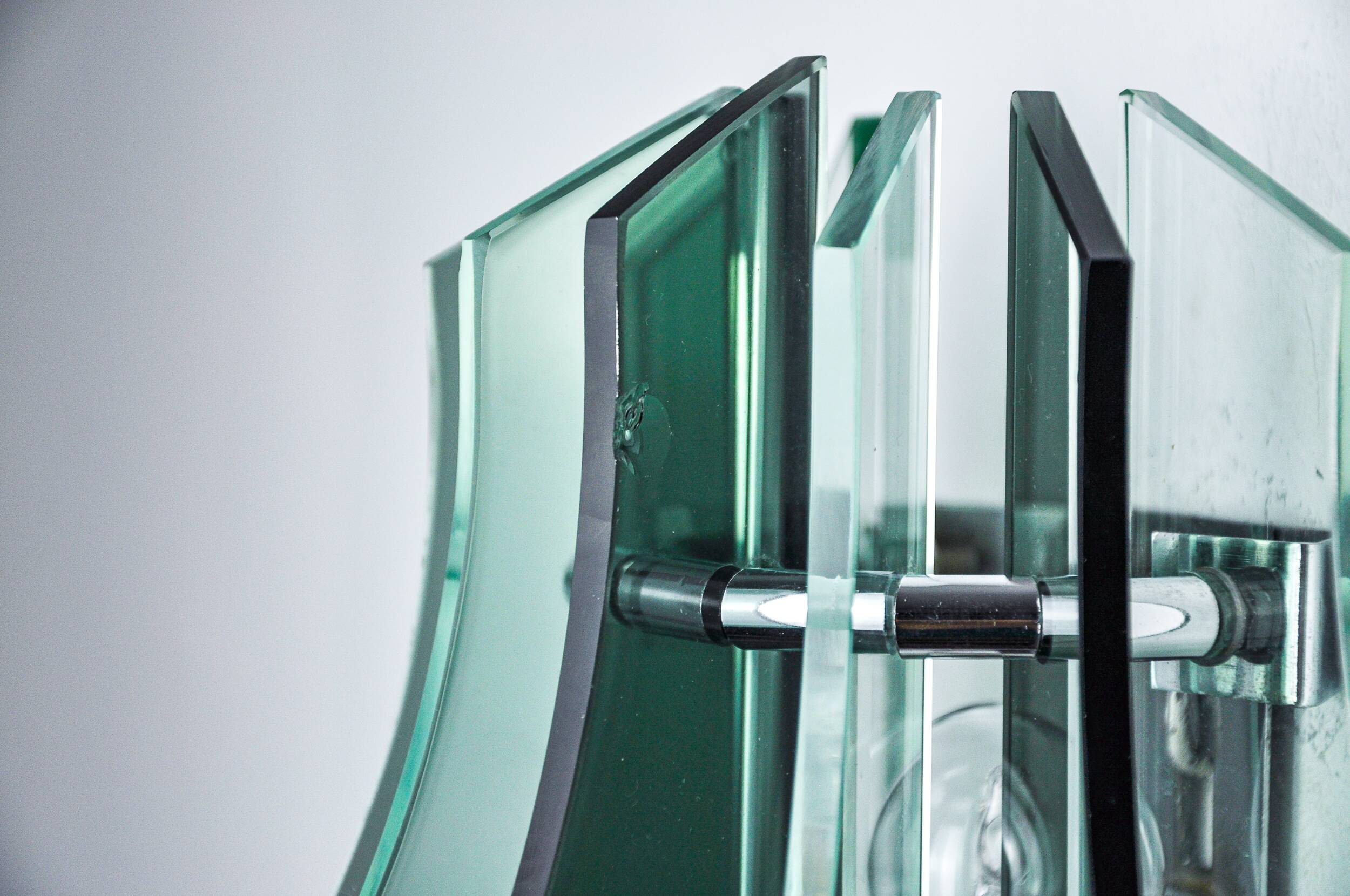 Pair of Veca wall lights, green murano glass, Italy 1970